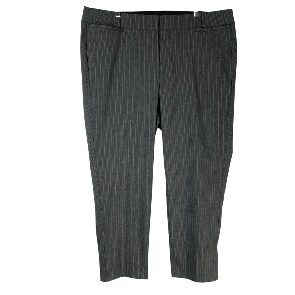 Lane Bryant The Allie Ankle Pant Pinstripe Gray Straight Leg Stretch Size 22 NEW